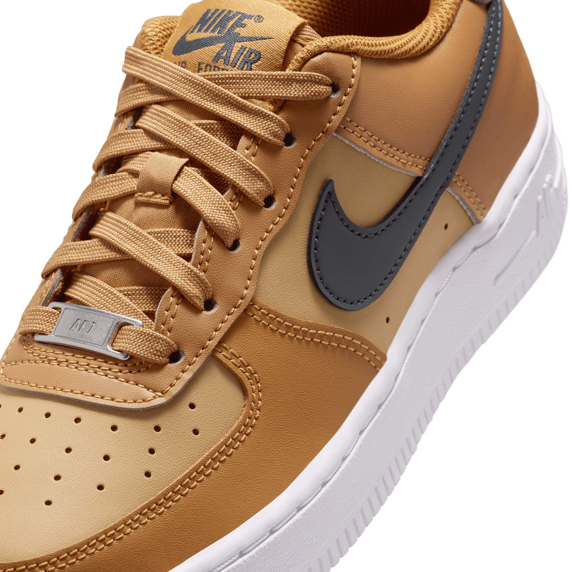 Boy's Nike Air Force 1 "Wheat Club Gold White Anthracite"