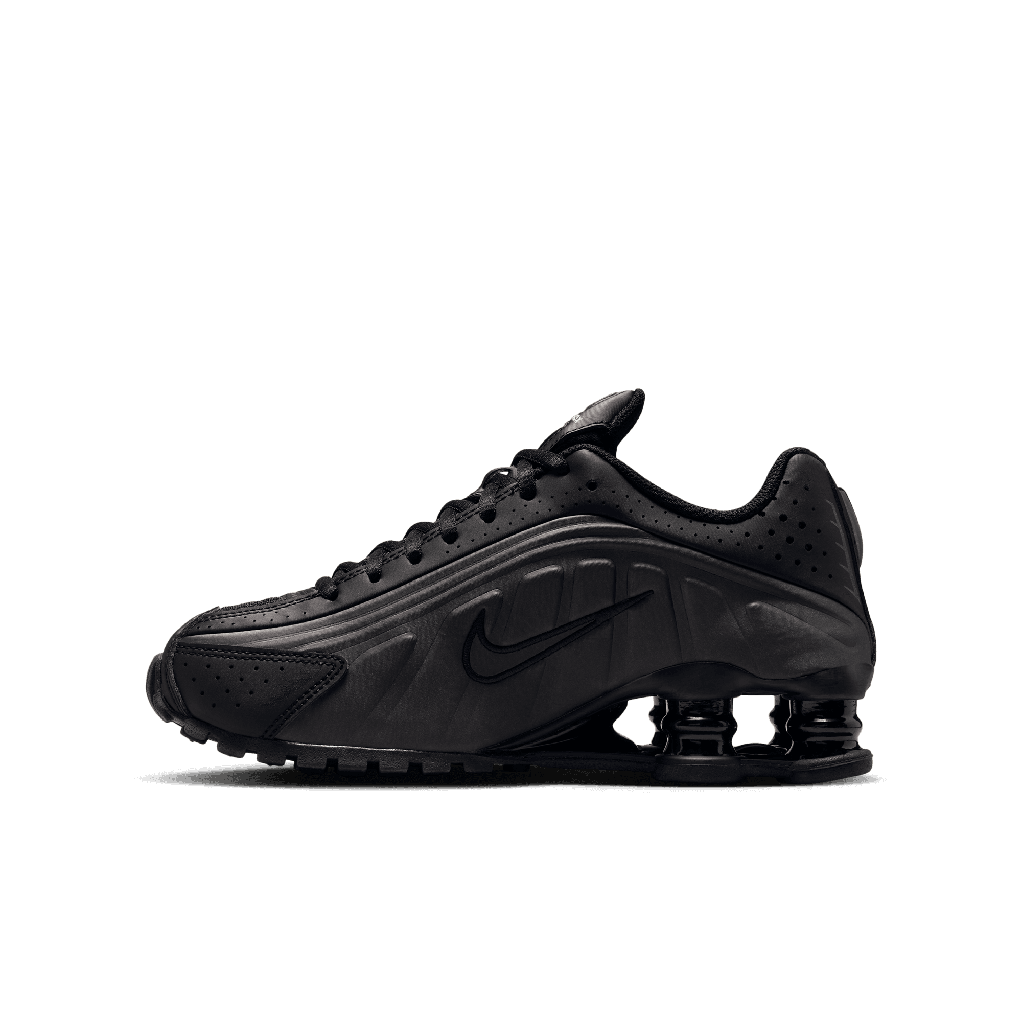 Big Kids' Nike Shox R4 "Triple Black"
