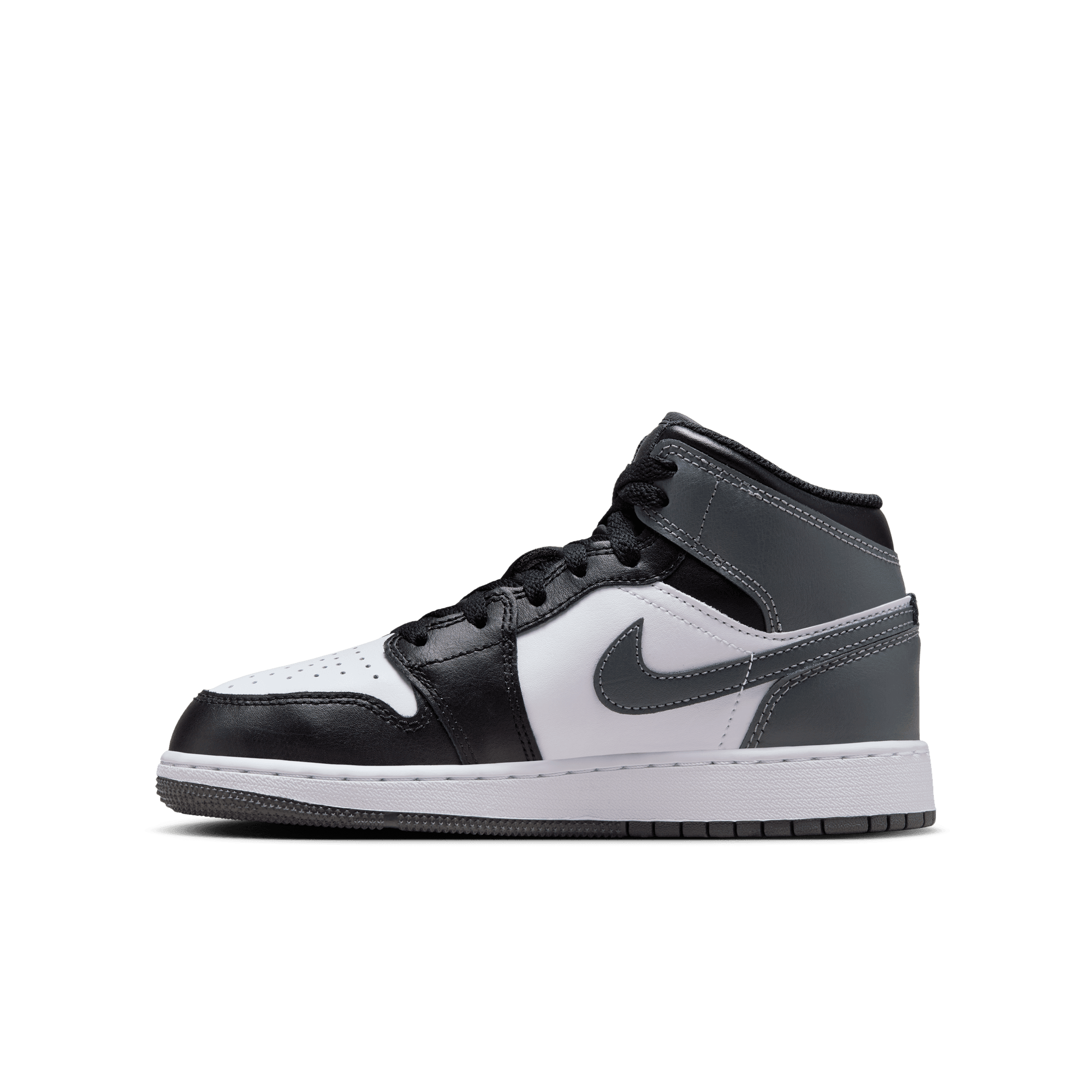Jordan 1 Mid Black White Iron Grey GS