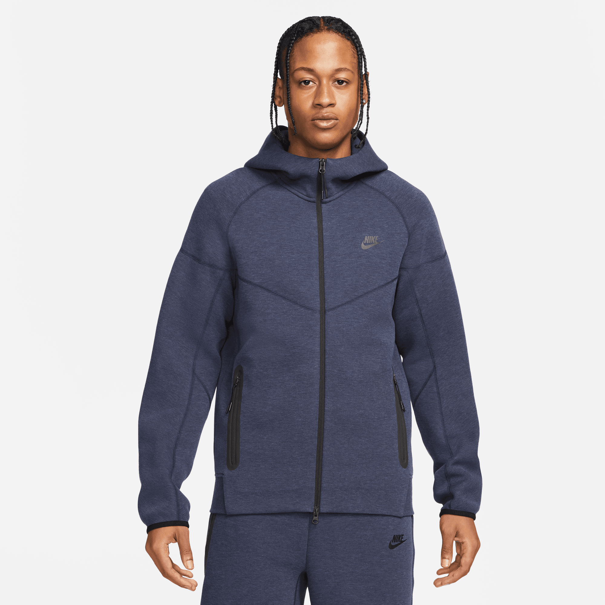 Nike Men s Full Zip Tech Fleece Hoodie in Obsidian Heather Black
