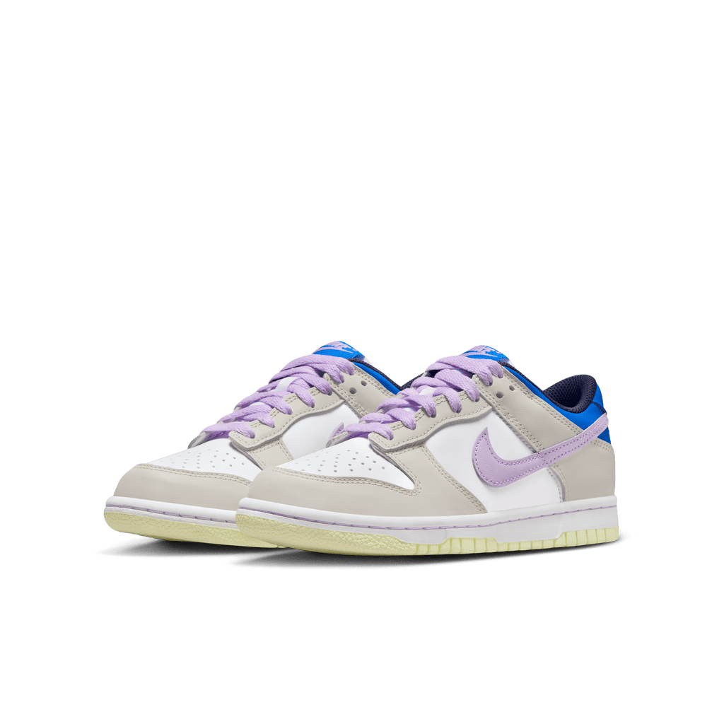 Big Kids' Nike Dunk Low "Khaki Blue Pink"