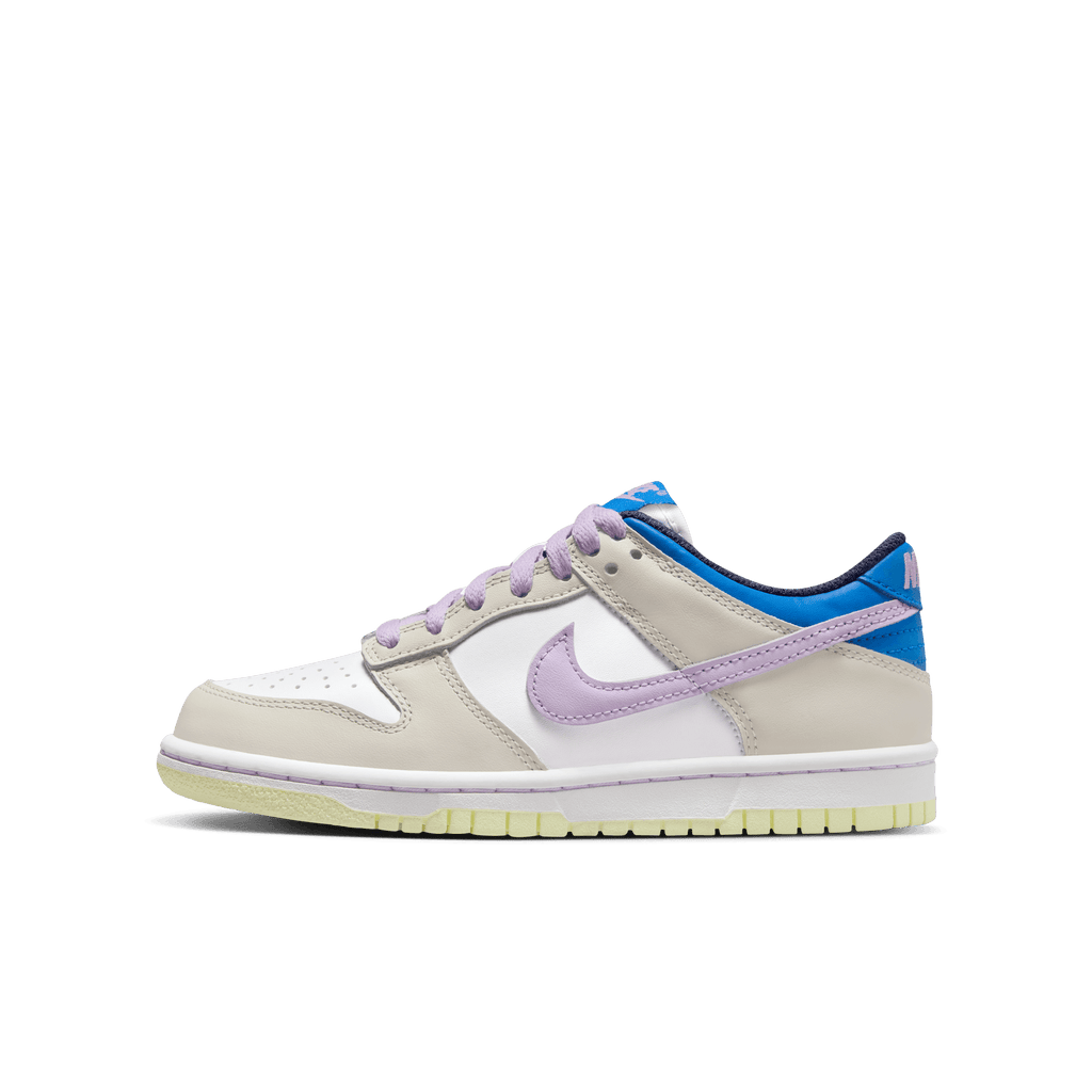 Big Kids' Nike Dunk Low "Khaki Blue Pink"