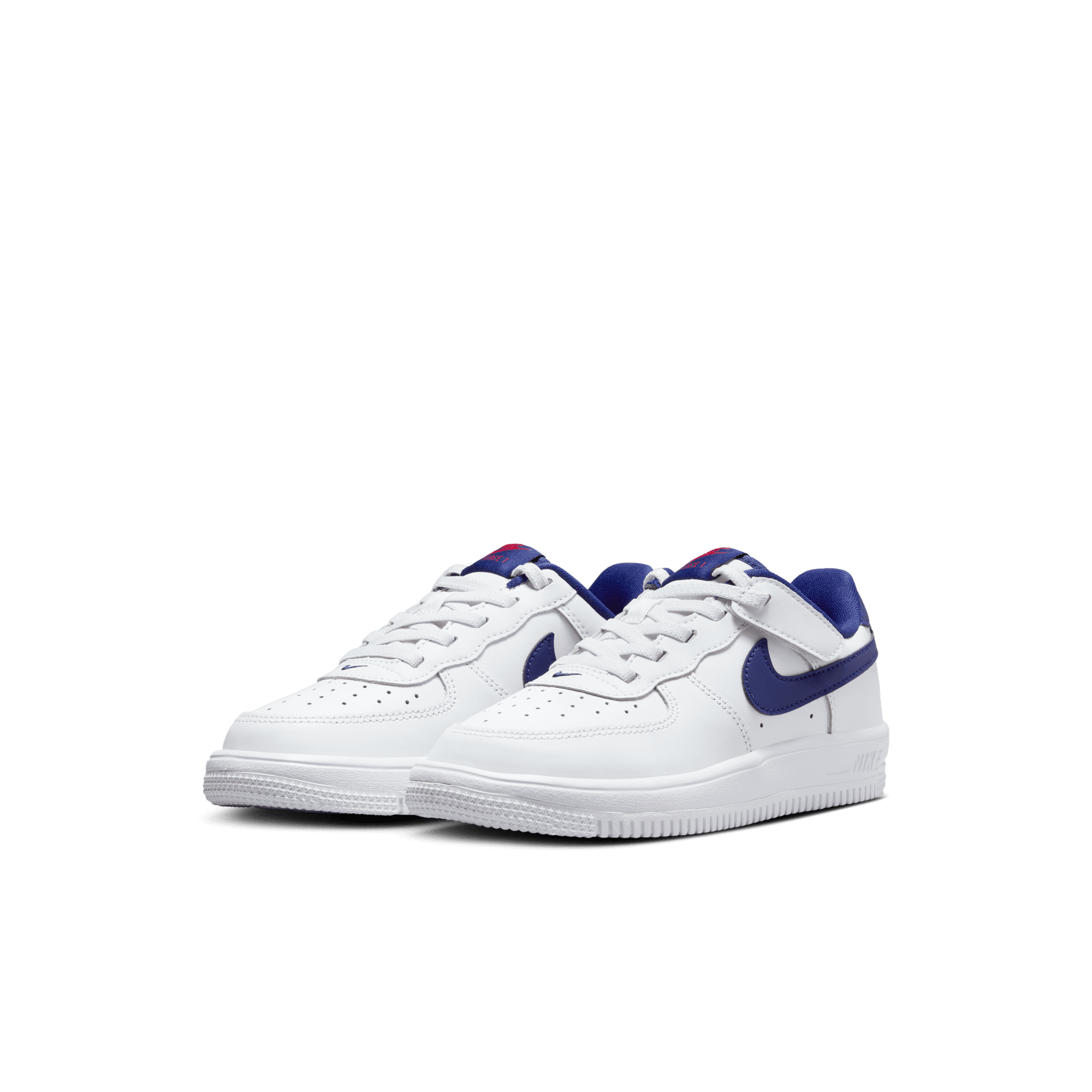 Little Kids' Nike Force 1 Low EasyOn "White Deep Royal Blue"