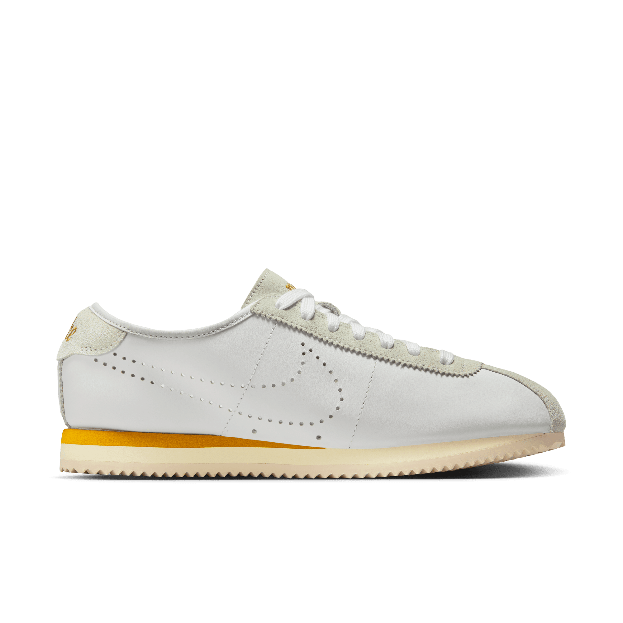Women's Nike Cortez Leather "White Bronze Perforated Swoosh"