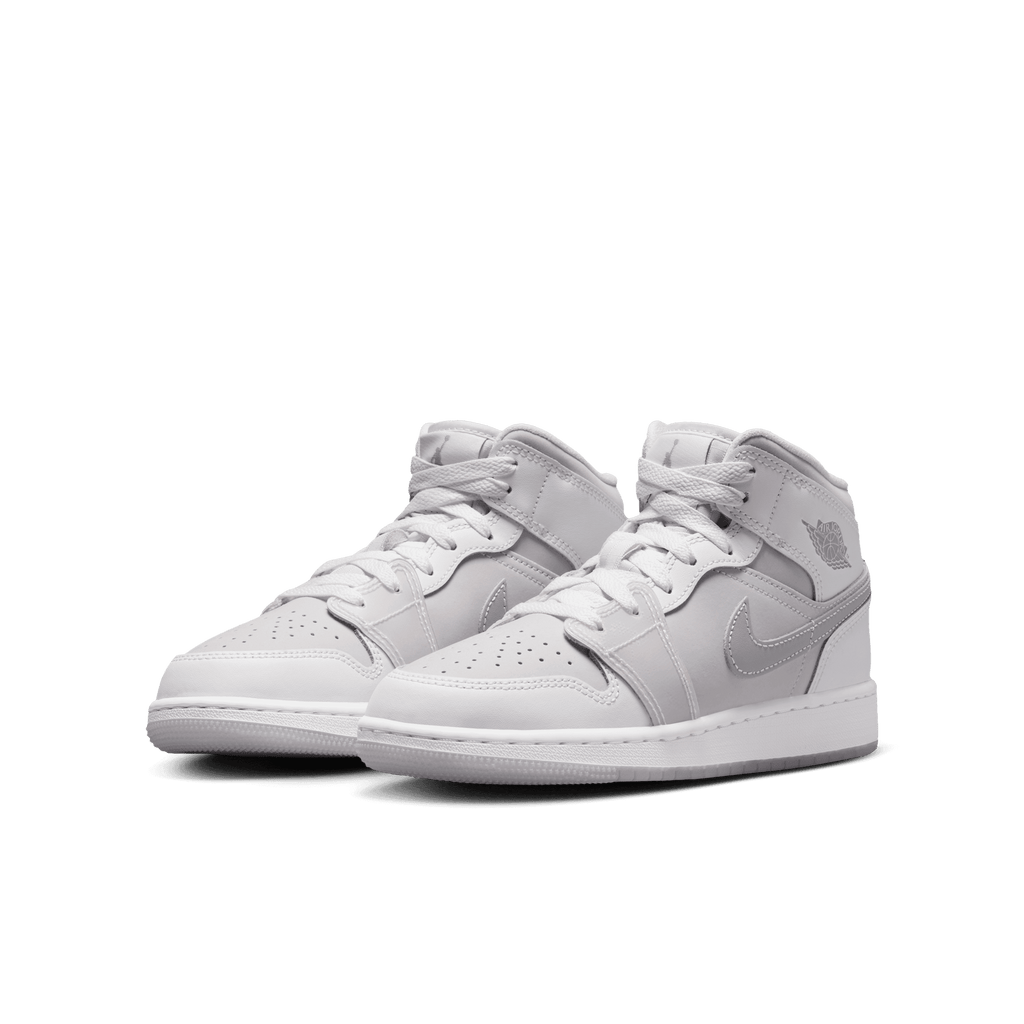 Big Kids' Air Jordan 1 Mid SE "Summit White Metallic Silver"