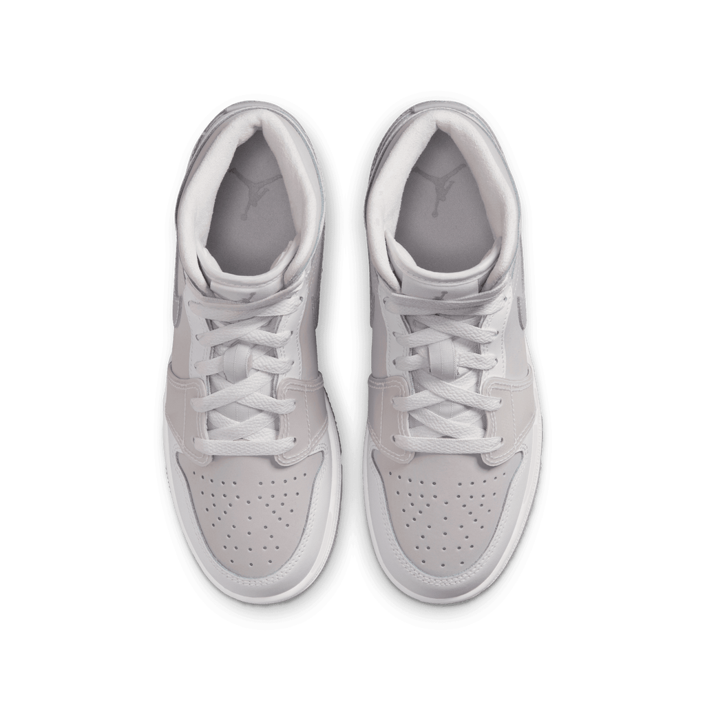 Big Kids' Air Jordan 1 Mid SE "Summit White Metallic Silver"