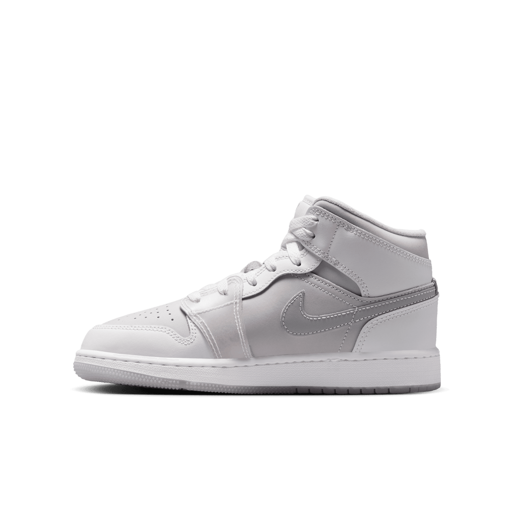 Big Kids' Air Jordan 1 Mid SE "Summit White Metallic Silver"