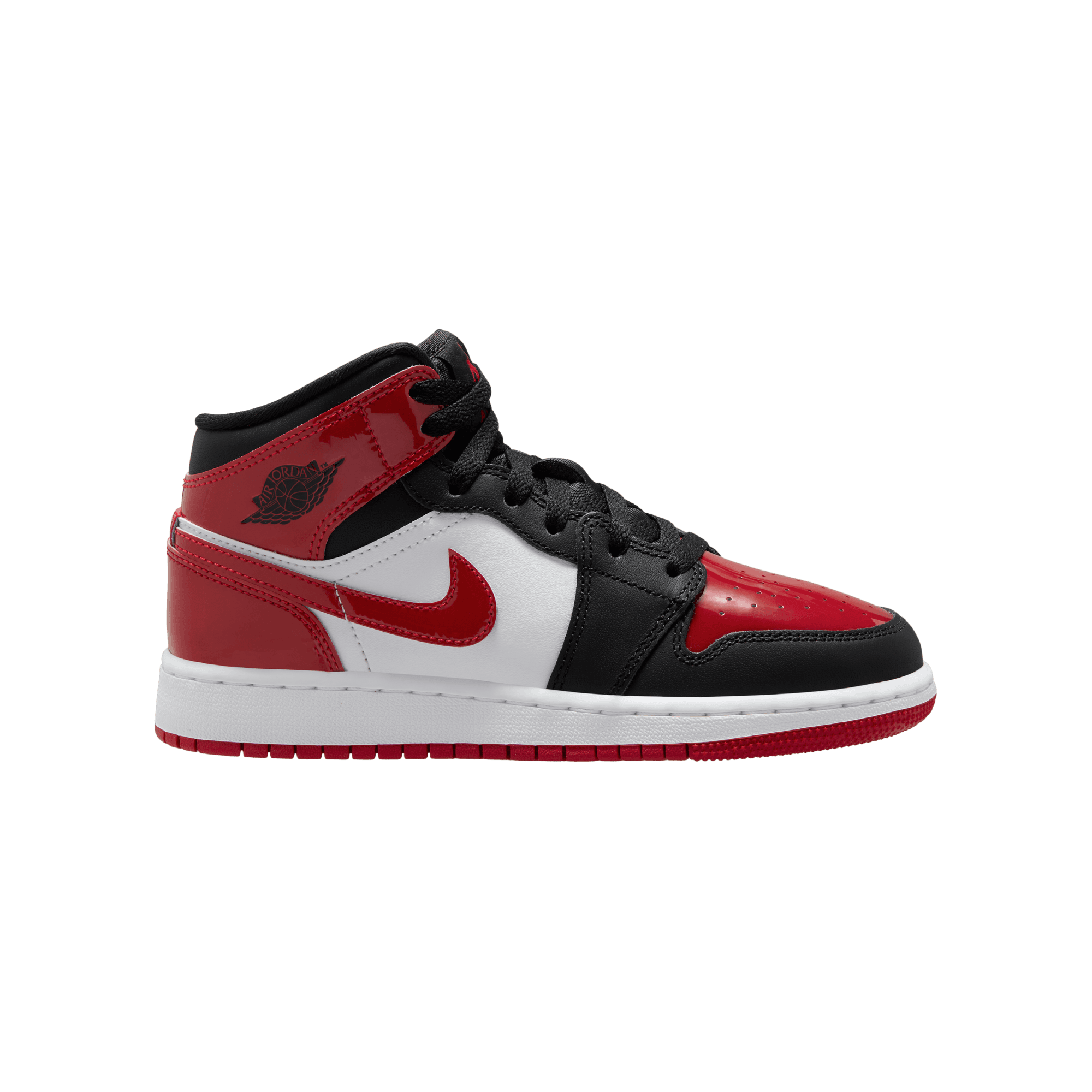 Big Kids' Air Jordan 1 Mid "Patent Bred Toe"