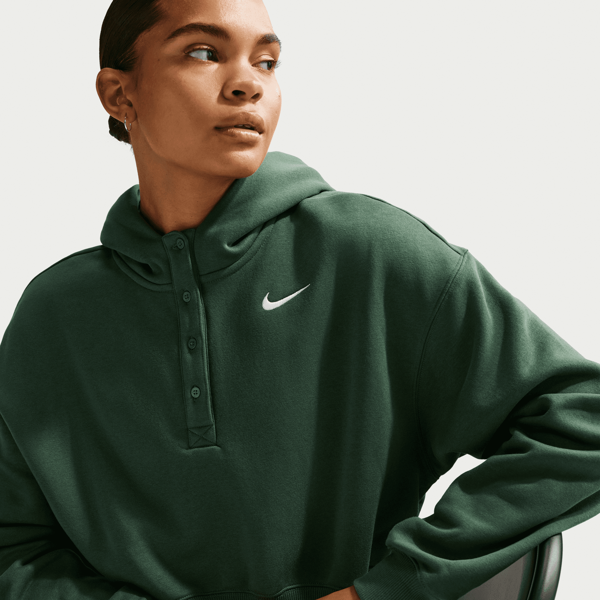 Women's Nike Sportswear Phoenix Fleece Oversized Cropped Henley Hoodie