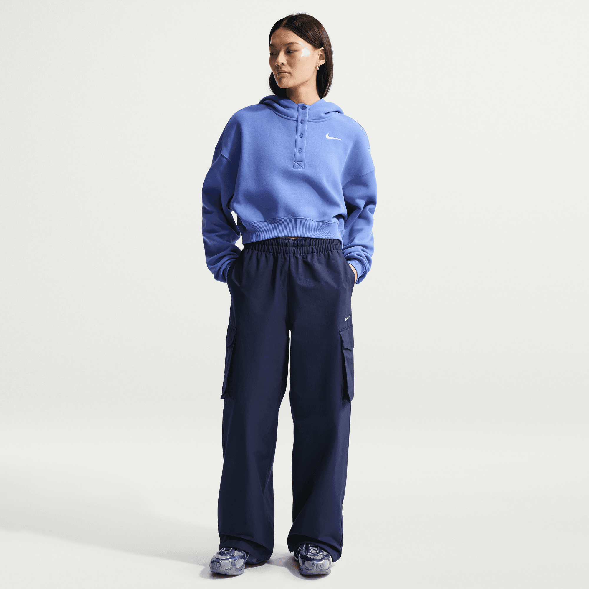 Women's Nike Sportswear Phoenix Fleece Oversized Cropped Henley Hoodie