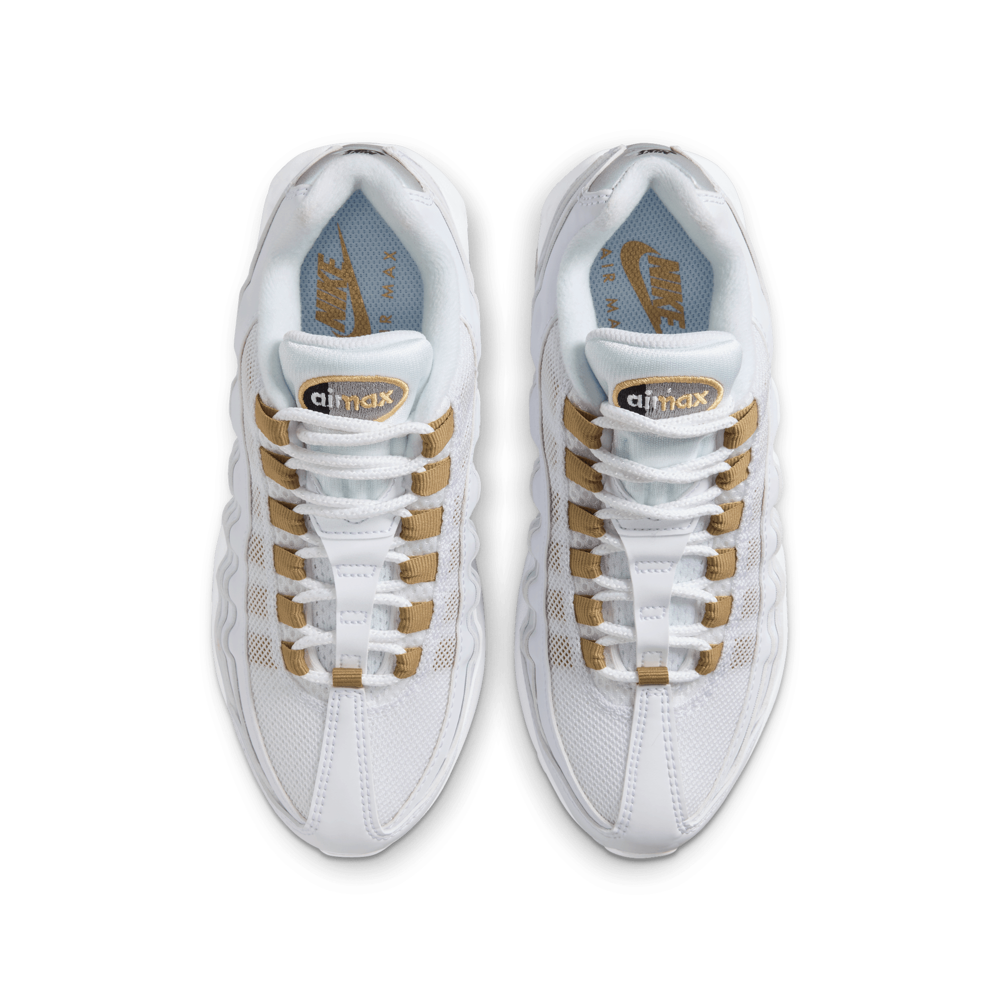 Big Kids' Nike Air Max 95 "White Metallic Gold"
