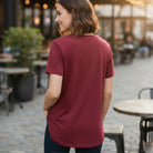 Women's The Closet Inc Curved Hem T-Shirt “ MAROON PLAIN