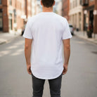 Men's The Closet Inc. Curved Hem White Tee Basic (GLD)