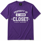 Womens The Closet Inc. T-Shirt - Orchid "PROPERTY OF" -White