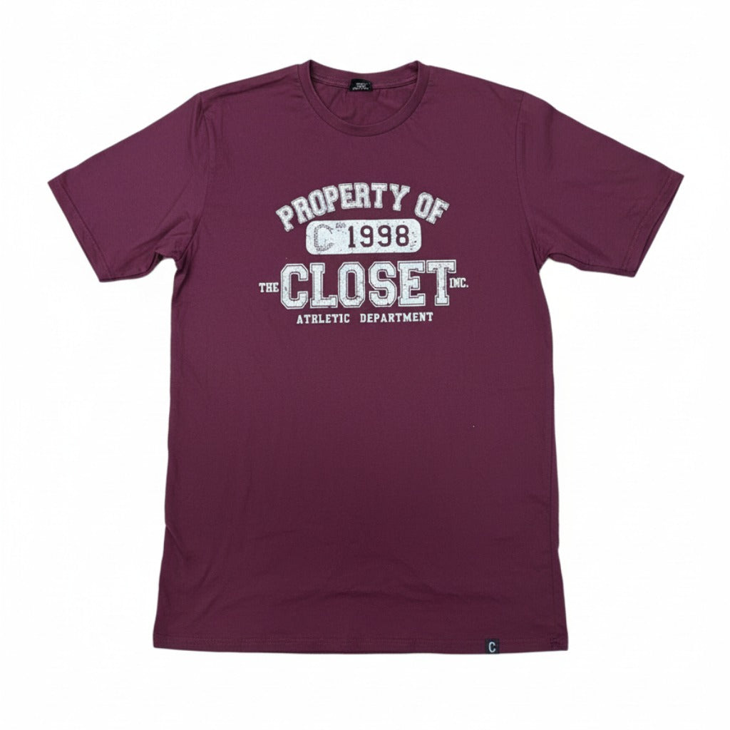 The Closet Inc Men Basic T-Shirts “ Burgundy "Property Of"