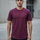 Men 's The Closet Inc Curved Hem T-Shirts “ Burgundy With Clear C