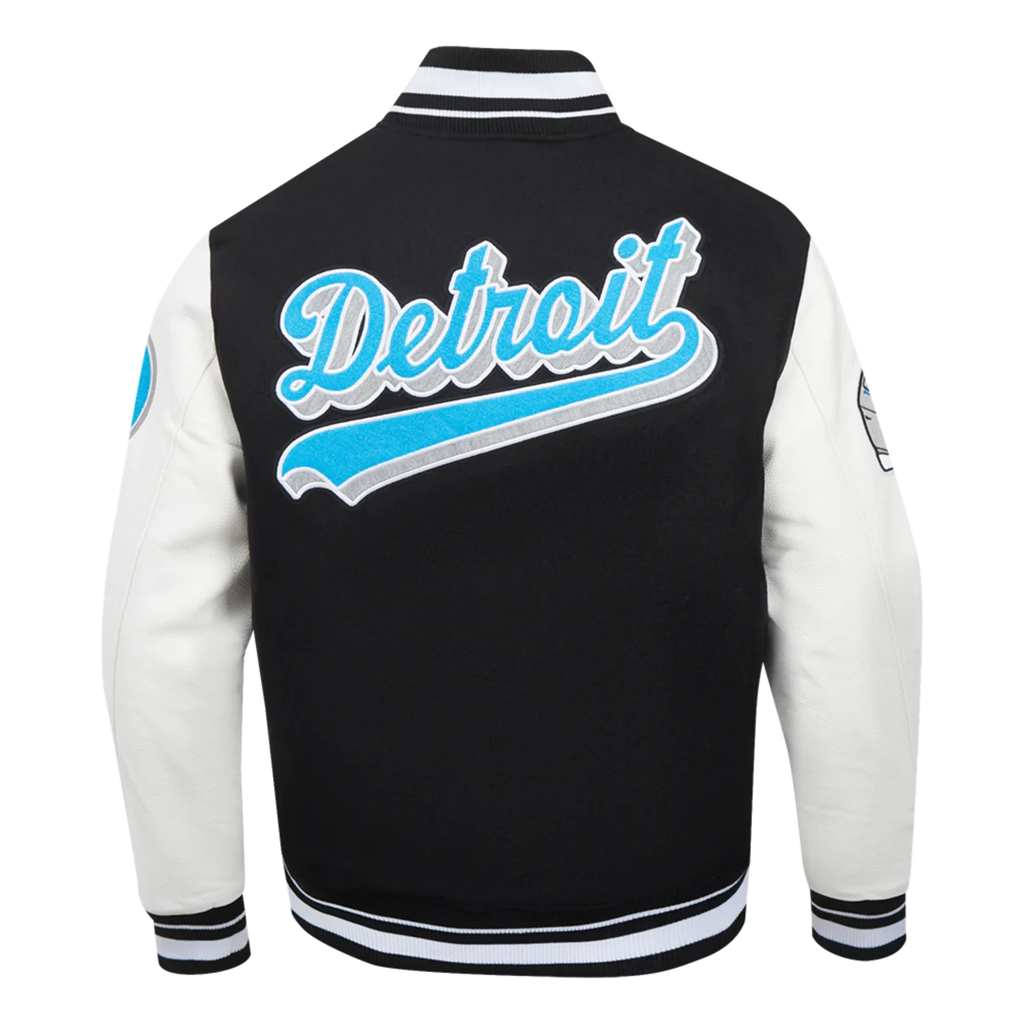 Men's Pro Standard Detroit Lions Script Tail Rib Wool Varsity Jacket