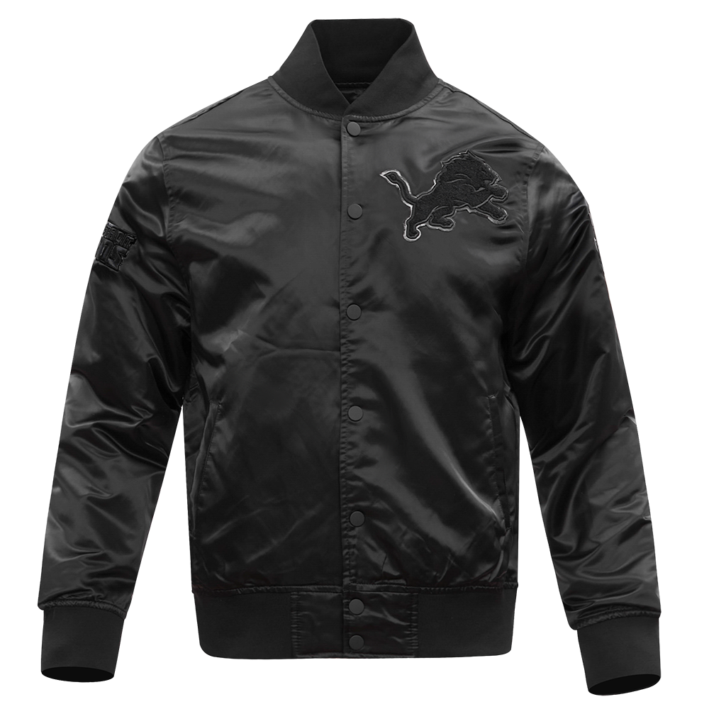Men's Pro Standard Detroit Lions Triple Black Satin Jacket