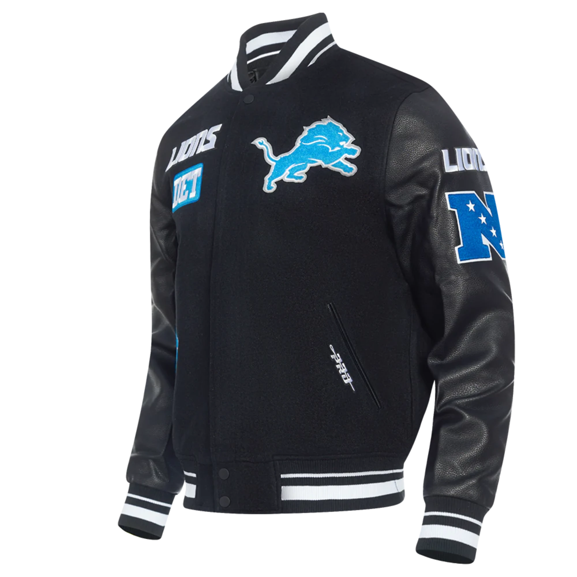 Men's Pro Standard Detroit Lions Area Code Rib Wool Varsity Jacket