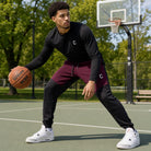 Women's TCI Tech Fleece Zip Pants (Black/Burgundy)