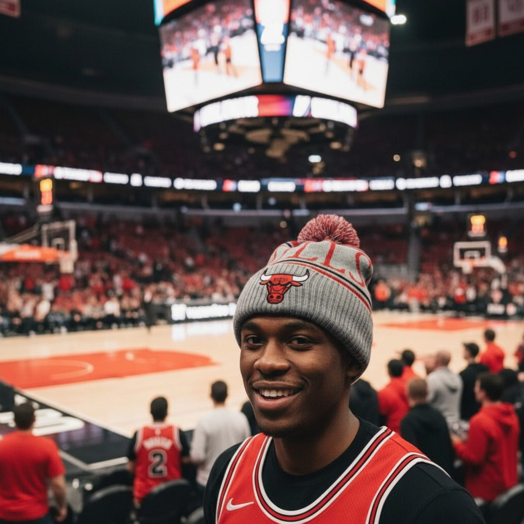 Mitchell and Ness NBA Chicago Bulls Cuffed Pom Knit Toque (Unisex)