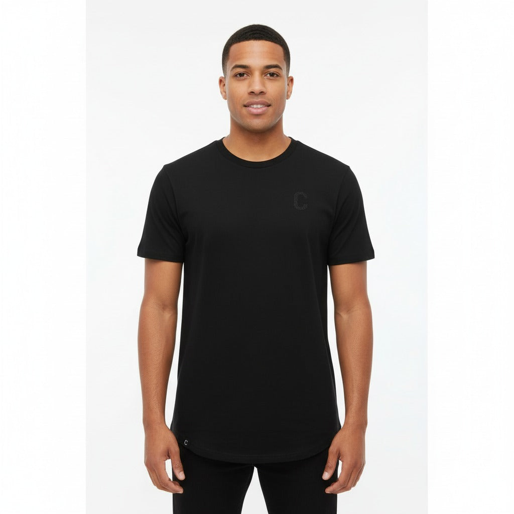 Men's The Closet Inc. Curved Hem T-Shirt - Black With Clear C
