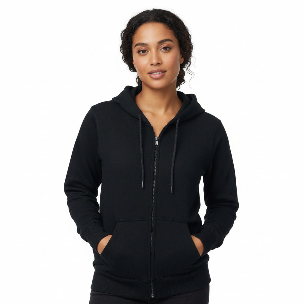 The Closet Inc Women's Fleece Zipper Plain Black
