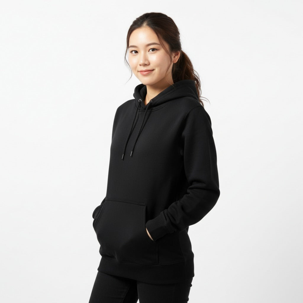 The Closet Inc Womens Fleece Pull Over Plain Black