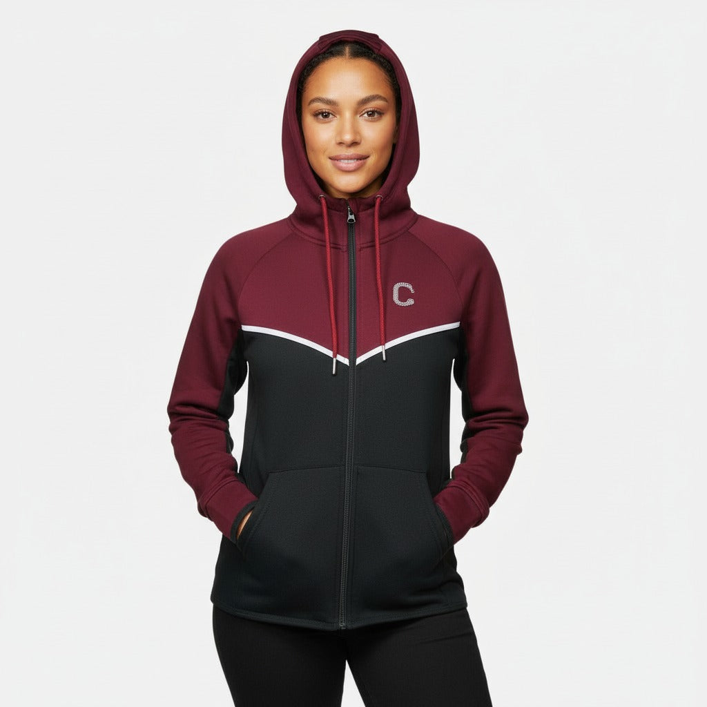 Women's TCI Tech Fleece Hoodie (Black/Burgundy)