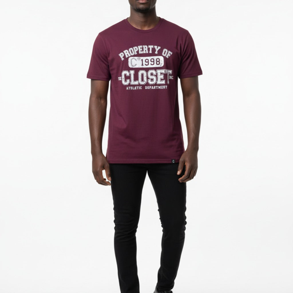 The Closet Inc Men Basic T-Shirts “ Burgundy "Property Of"