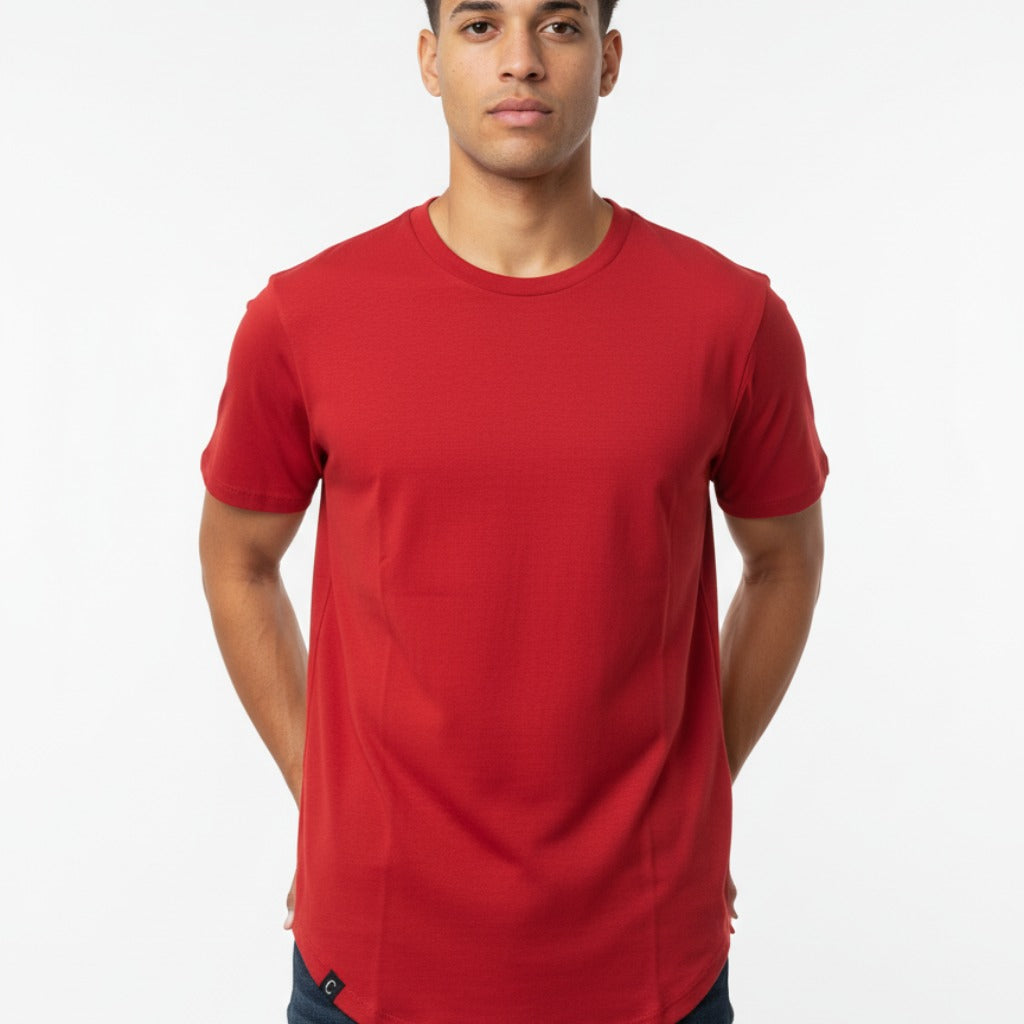 Men's The Closet Inc. Curved Hem T-Shirt -Plain Red