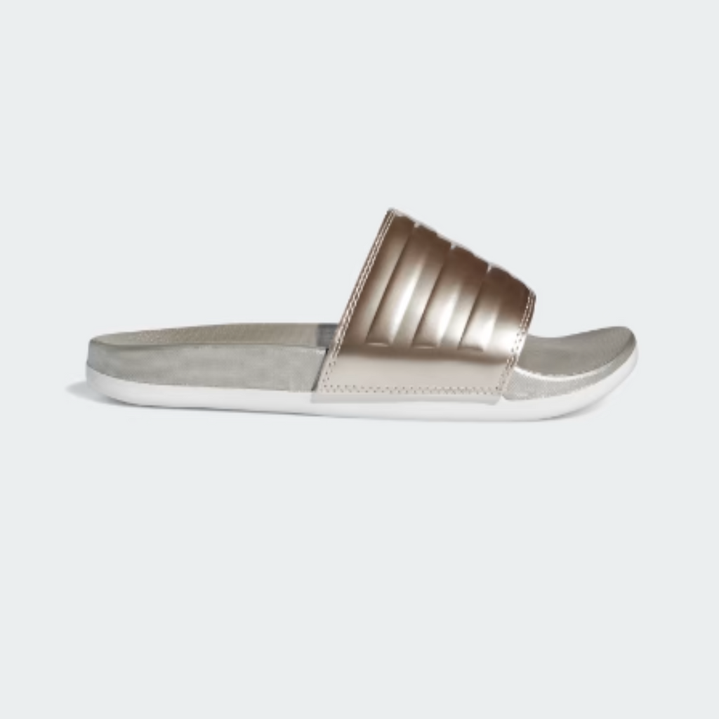 Women's Adidas Adilette Comfort Champagne Slides "Champagne Metallic"