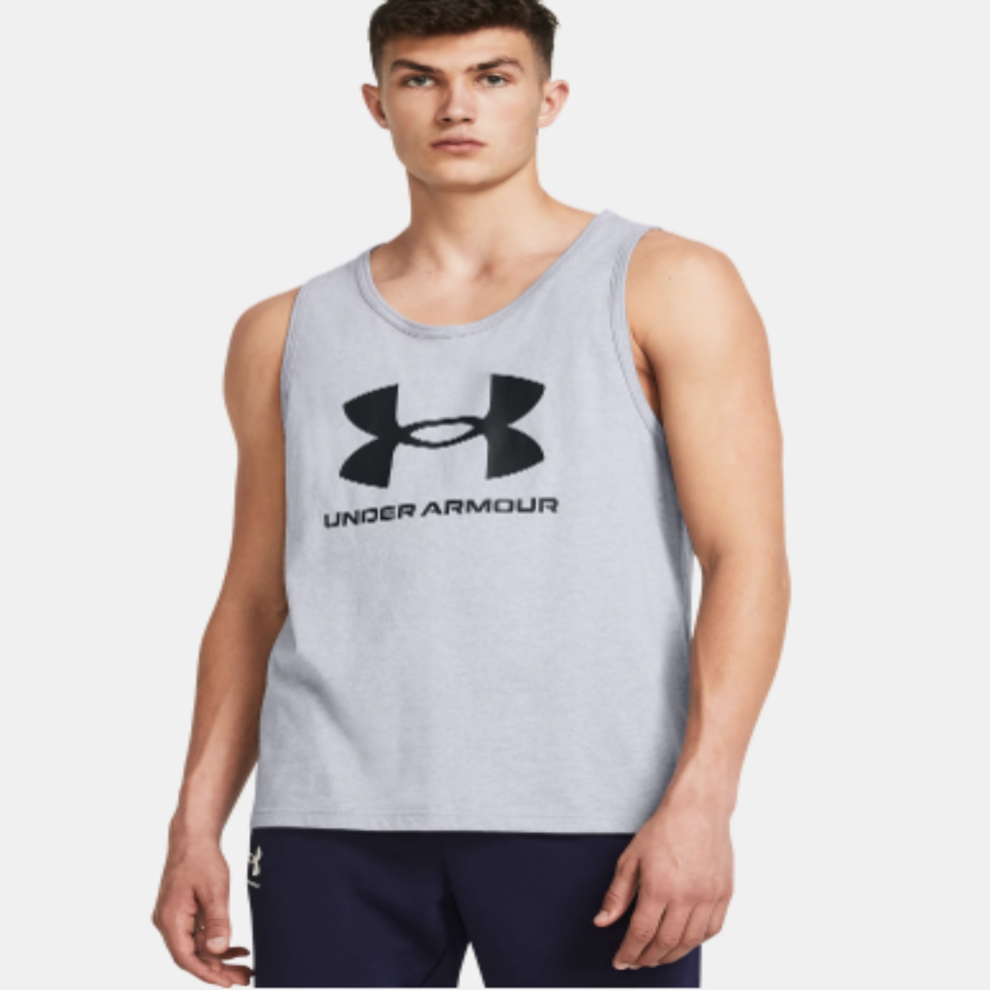 Men's Under Armour Sportstyle Logo Tank "Steel Light Heather/Black"
