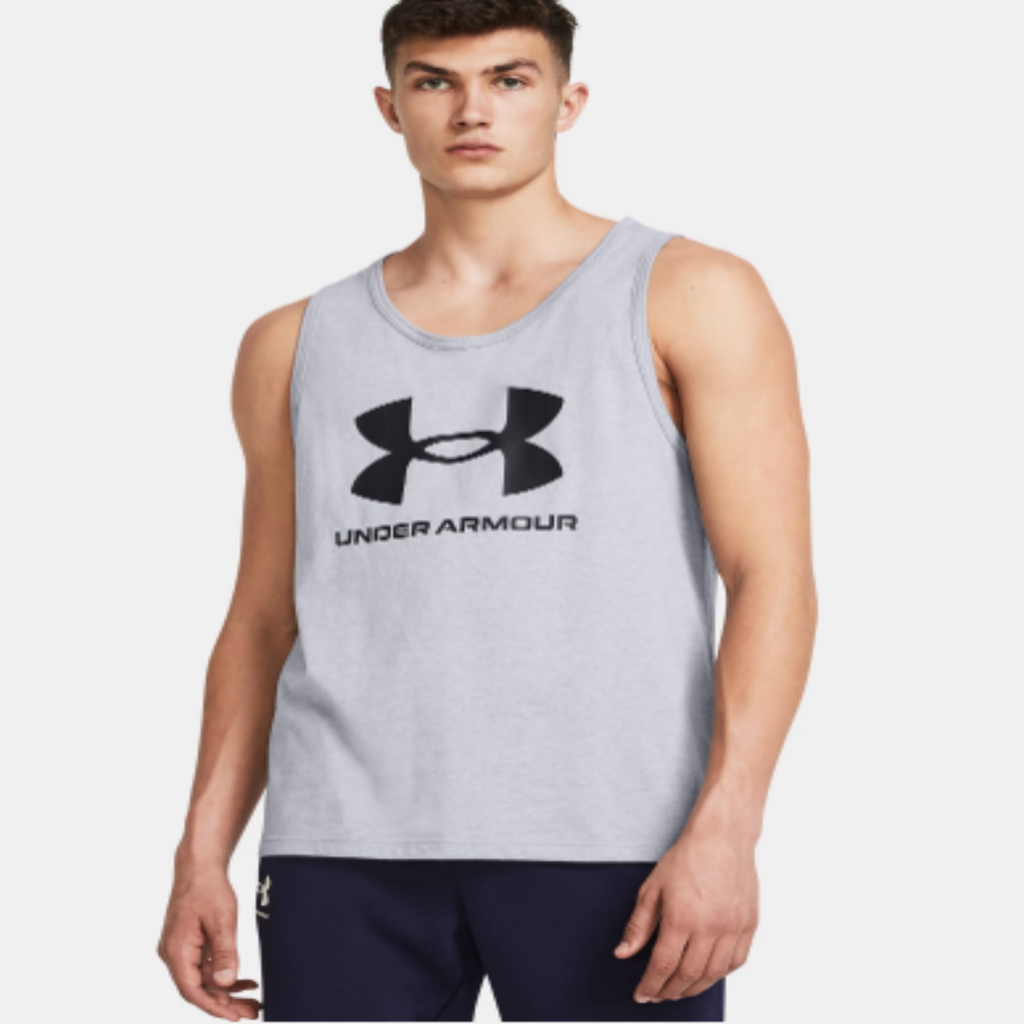 Men's Under Armour Sportstyle Logo Tank "Steel Light Heather/Black"