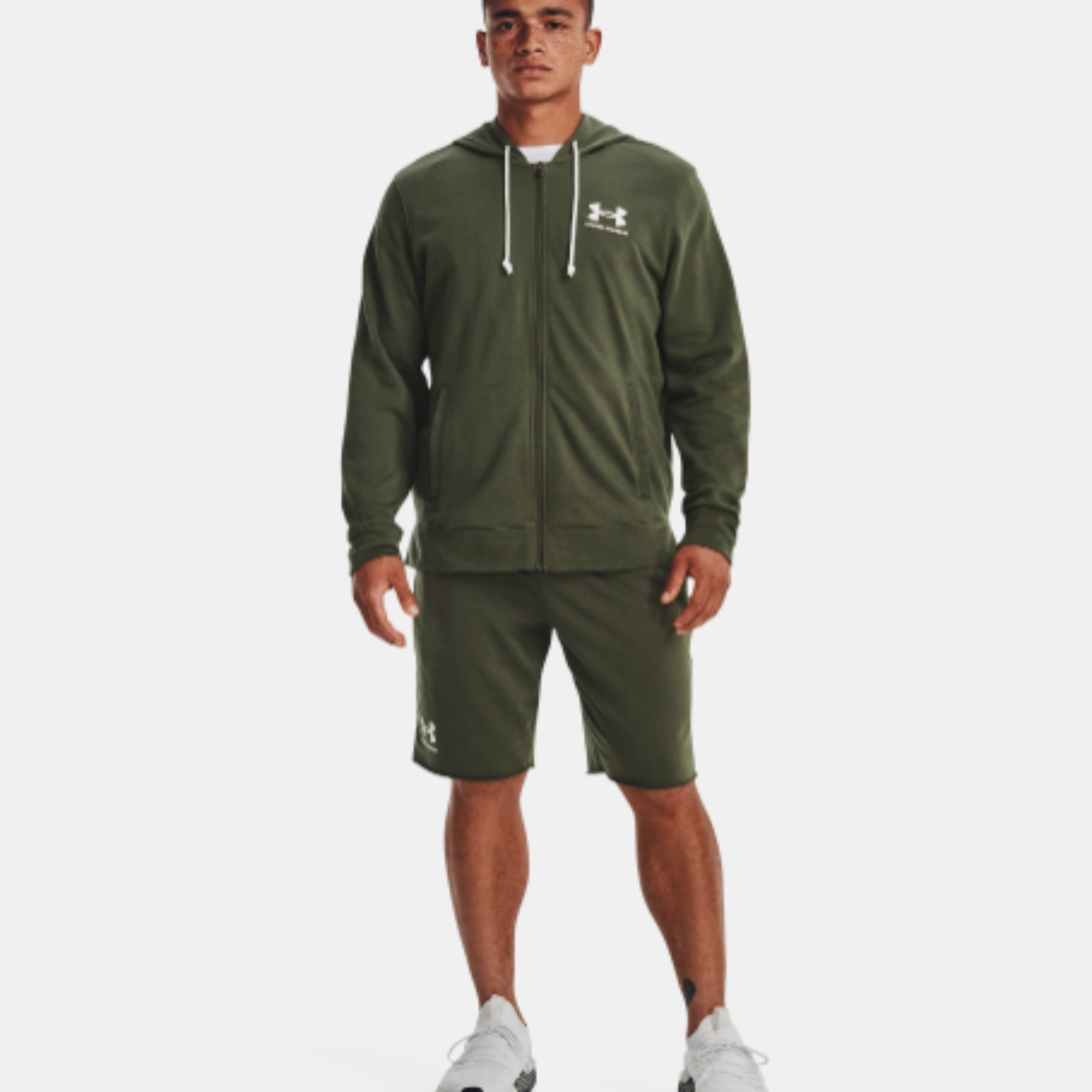 Men's Under Armour Rival Terry Full-Zip Pullover "Marine OD Green Onyx White"