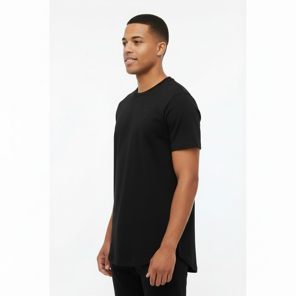 Men's The Closet Inc. Curved Hem T-Shirt - Black With Clear C