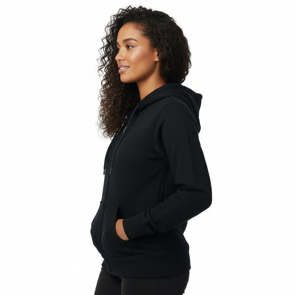 The Closet Inc Women's Fleece Zipper Plain Black
