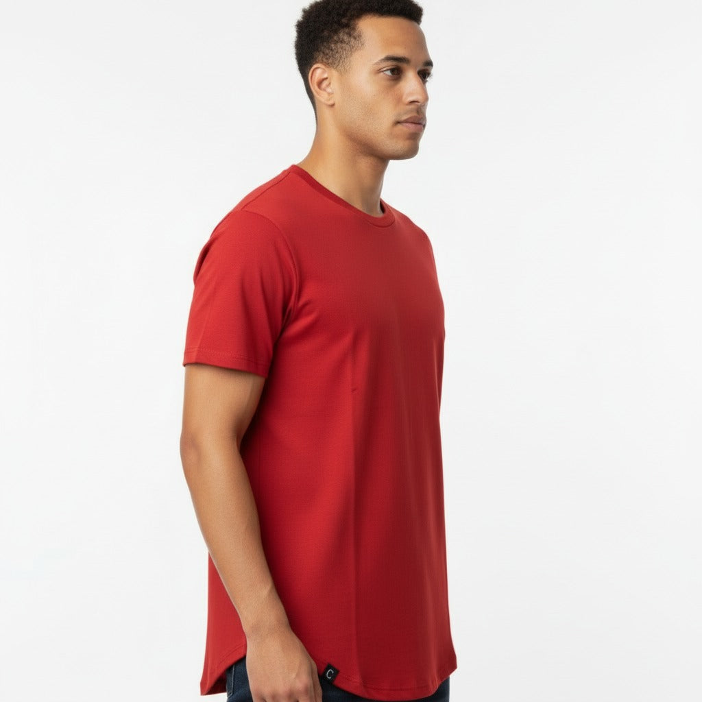 Men's The Closet Inc. Curved Hem T-Shirt -Plain Red