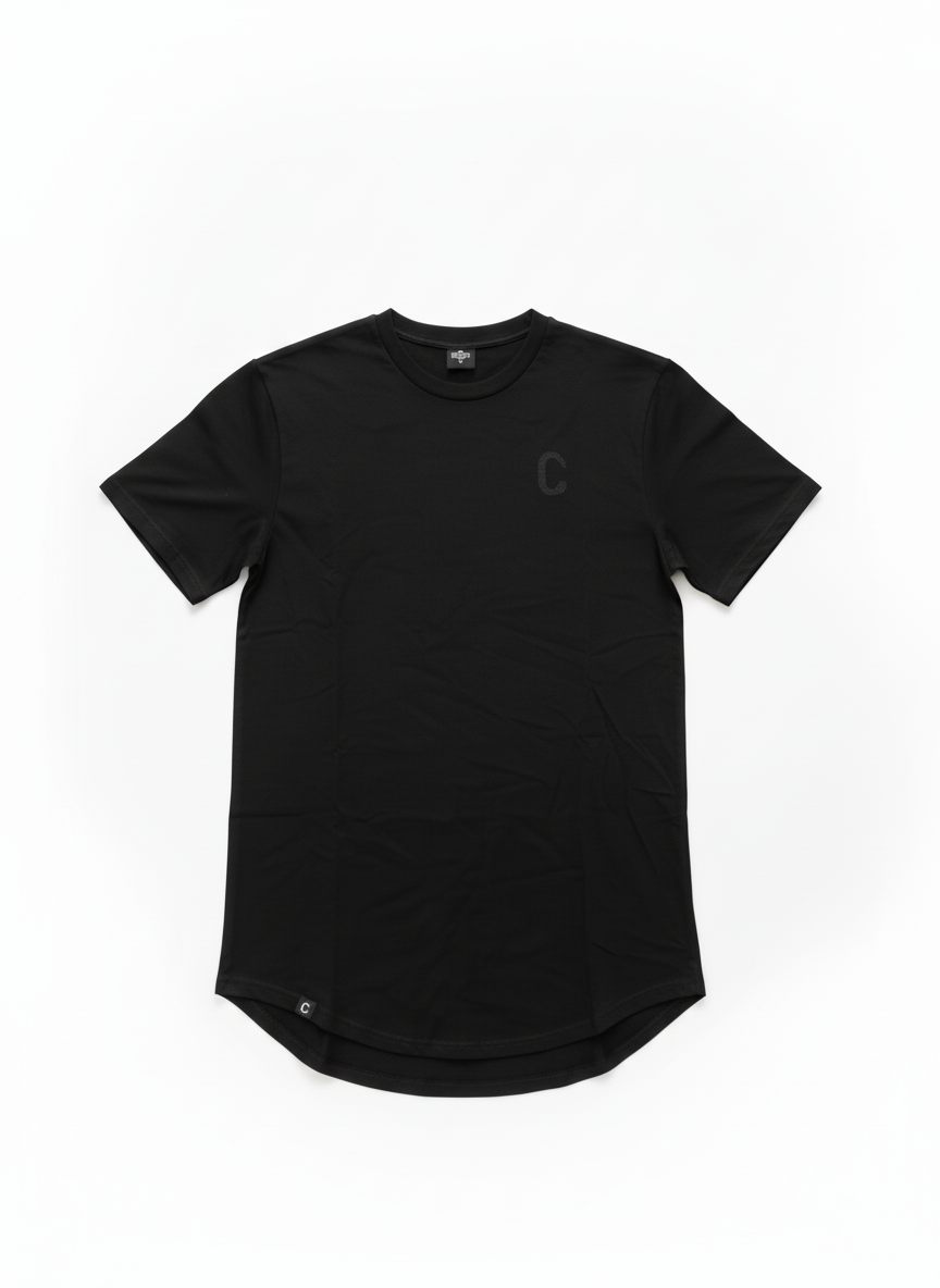 Men's The Closet Inc. Curved Hem T-Shirt - Black With Clear C