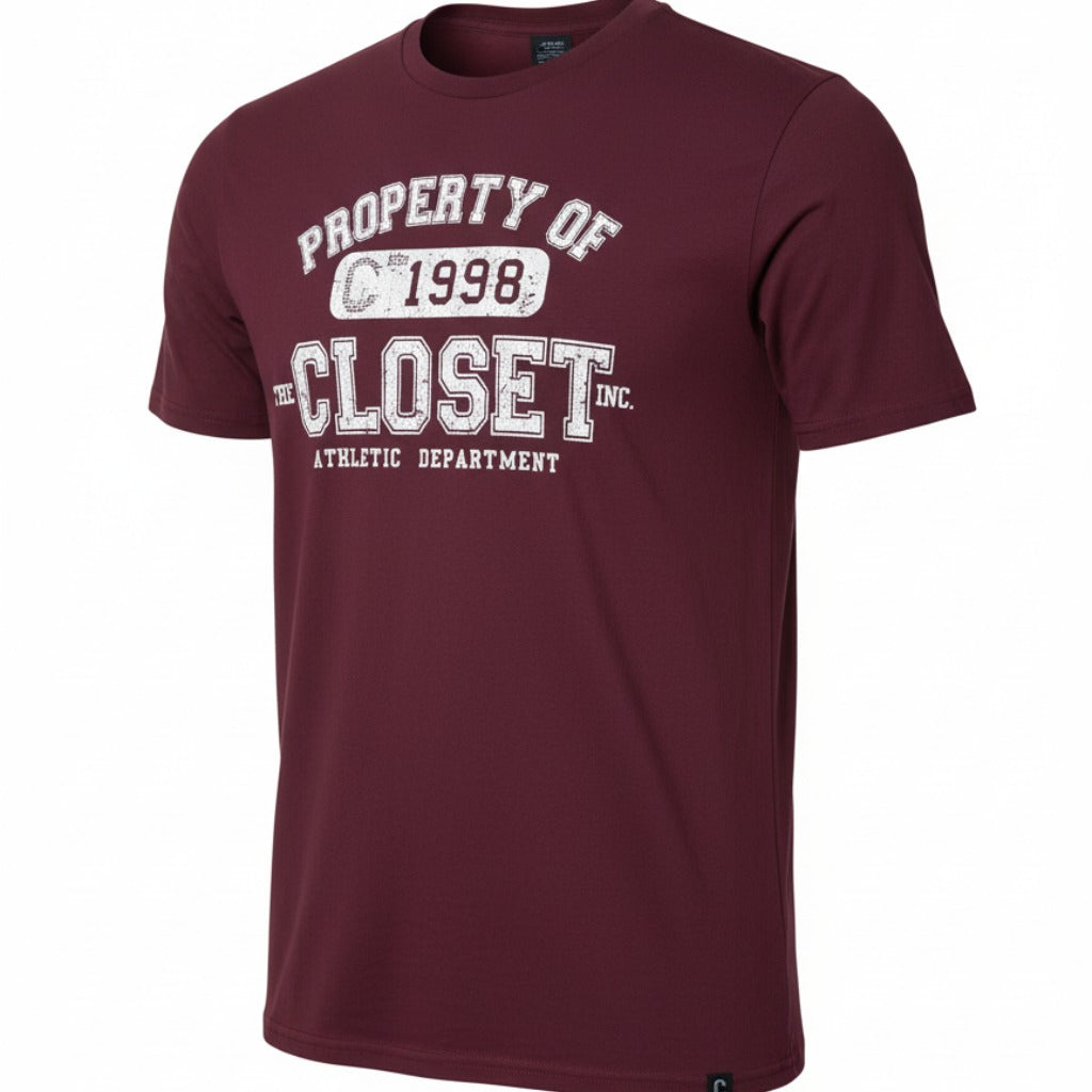 The Closet Inc Men Basic T-Shirts “ Burgundy "Property Of"