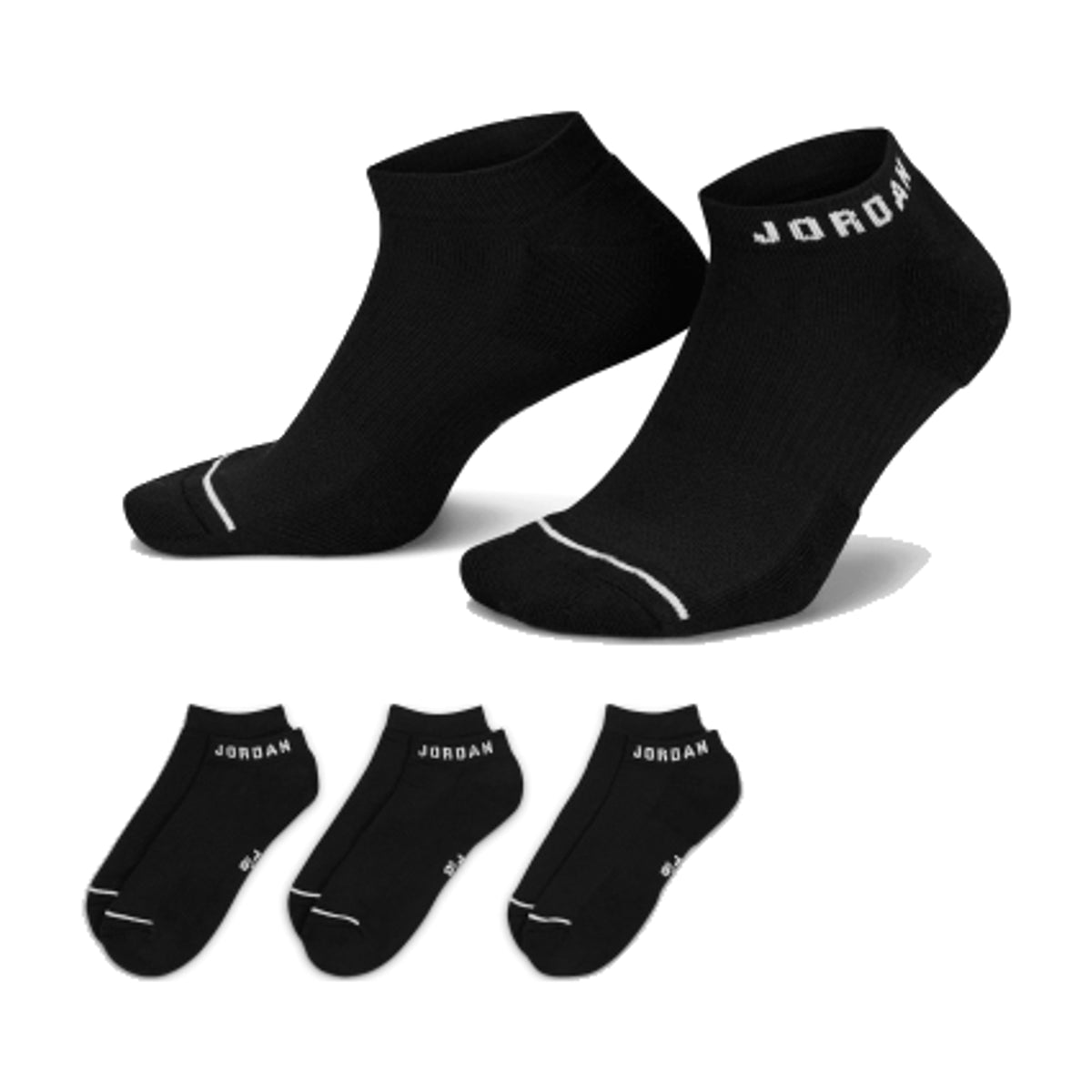 Jordan Everyday No-Show Socks "Black White" (3 Pairs) (Unisex)