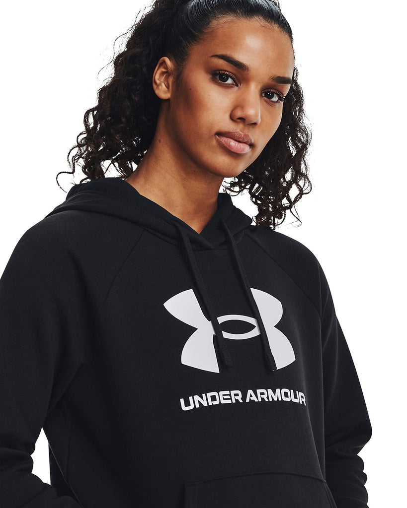 Women's Under Armour Rival Fleece Big Logo Hoodie "Black White"