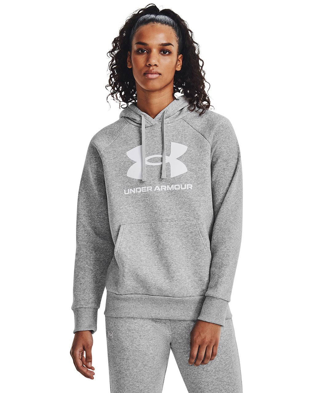 Women's Under Armour Rival Fleece Big Logo Hoodie "Grey White"