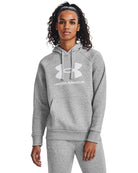 Women's Under Armour Rival Fleece Big Logo Hoodie "Grey White"