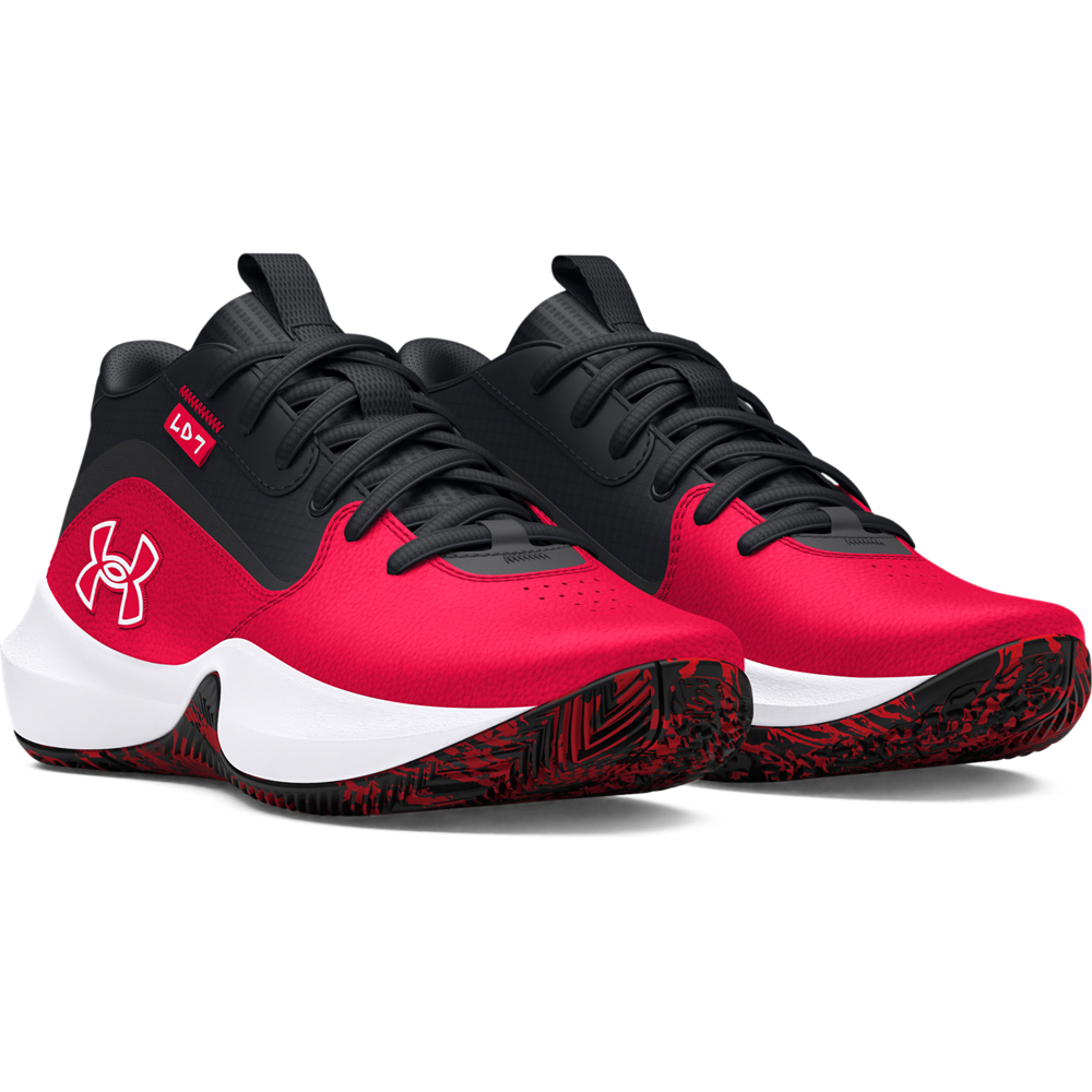 Big Kids' Under Armour Lockdown 7 Basketball Shoes "Red Black White"
