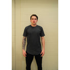 The Closet Inc Men Curved Hem T-Shirts “ Charcoal With Clear C