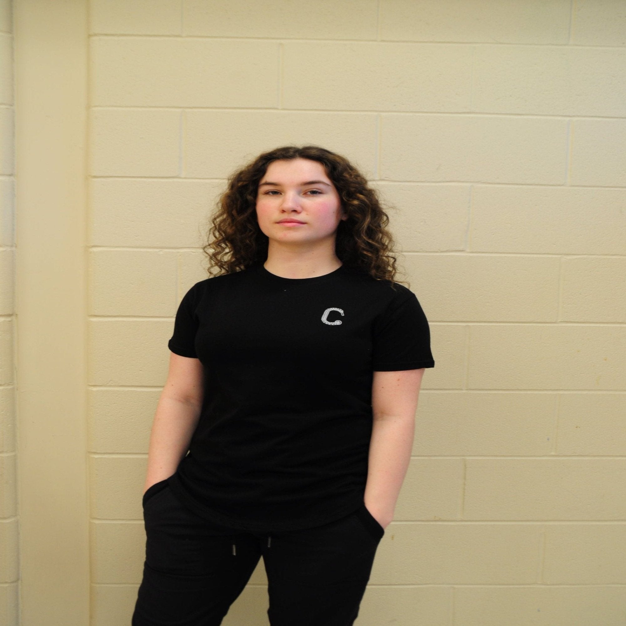 The Closet Inc Women T-Shirt Black With White C