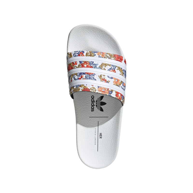 Men's Adidas Adilette Slides "Floral White"