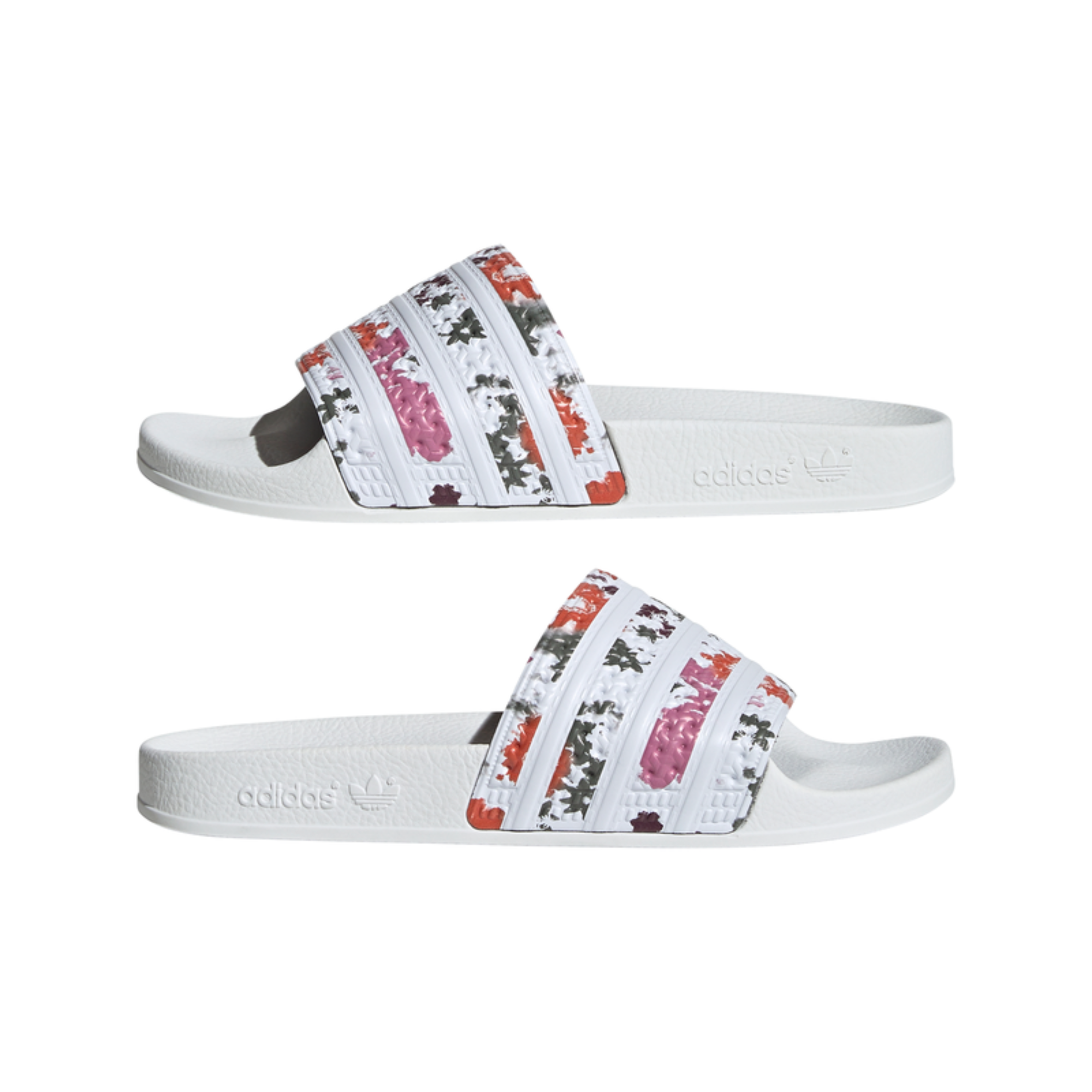 Women's Adidas Adilette Slides "White Florals"